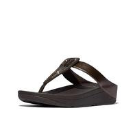 Fitflop Sandali da donna Fino Crystal Detail Metallic Toe-Post, Marrone Cioccolato Metallizzato, 38 EU