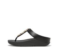 Fitflop Fino Sandali in Pelle con Catena Cristallina, Donna, Nero, 41 EU