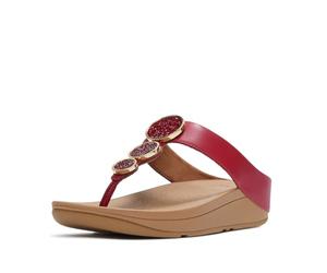 Fitflop Sandali da donna Halo Bead-Circle Metallic Toe-Post Slide, Burnt Berry, 38, Bacche bruciate, 38 EU