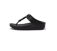 FitFlop Sandali da donna Halo Bead-Circle Metallic Toe-Post Zeppa, Peltro Nero, 43 EU