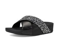 FitFlop Sandali da donna Lulu Crystal-Mix Metallic Cross Slides, Nero , 37 EU
