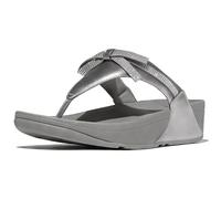 Fitflop Sandali da donna Lulu Glitz-bow in pelle con punta, Silvereen, 42 EU