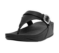 Fitflop Lulu Adjustable Leather Toe-Post Sandals, Ciabatte Donna, Tutto Nero, 39 EU