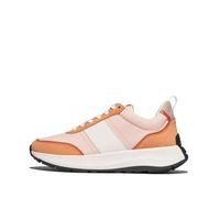 Fitflop Scarpe da Ginnastica Basse da Donna F-Mode Flow Tessuto/Pelle Scamosciata/Pelle, Peachy, 42 EU