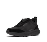 Fitflop Sneaker da Donna F-Mode Flow Fabric/Suede/Leather Flatform, Nero, 43 EU