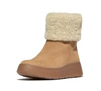 Fitflop Stivaletti da Donna in camoscio con Cerniera e Collo in Montone F-Mode, Abbronzatura del Deserto., 37.5 EU