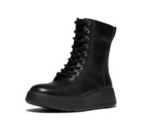 Fitflop Stivaletti da donna in pelle con lacci e cuciture F-Mode, Nero, 41 EU