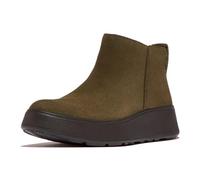Fitflop Stivaletti F-Mode Suede Flatform Zip, Stivali Donna, Oliva Profonda, 39 EU