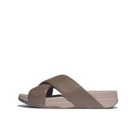 Fitflop Surfer Mens Tumbled-Leather Cross Slides, Sandali a Ciabatta Uomo, Noce, 45.5 EU Larga