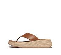 Fitflop Women's F-Mode Espadrille Leather Flatform T/Post Sandals, Deep Tan, 38 EU