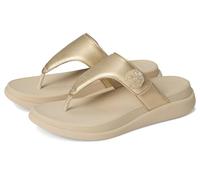 Fitflop F-Mode Go Beadie-Button Adj. Flatform T/P Sandals, Sandali Donna, Platino, 39 EU