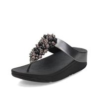 Fitflop Women's Fino Bauble-Bead Toe-Post Sandals, Pewter Black, 38.5 EU