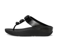 Fitflop Women's Fino Beadie-Button Metallic Toe-Post Sandals, Nero metallizzato, 37 EU