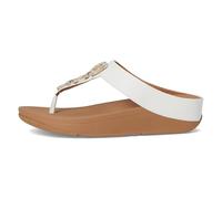 Fitflop Women's Fino Crystal-Chain Leather Toe-Post Sandals, bianco, 36 EU