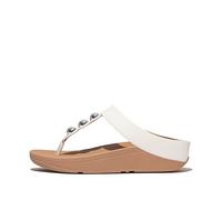 Fitflop Women's Fino Mirror-Dome Leather Toe-Post Sandals, Bianco urbano, 37.5 EU