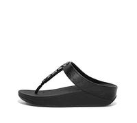 Fitflop Women's Fino Stone Trim Toe-Post Sandals, Tutto nero, 37.5 EU