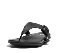 Fitflop Women's Gracie Rubber-Buckle Leather Toe-Post Sandals Flat, Tutto nero, 43 EU
