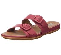 Fitflop Gracie Rubber-Buckle Two-Bar Leather Slides, Sandali a Ciabatta Donna, Rosso Scuro, 37 EU