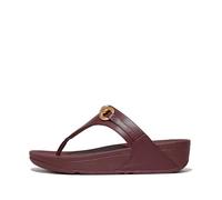 Fitflop Women's Lulu Chunky-Snaffle Leather Toe-Post Sandals, Deep Maroon, 38.5 EU