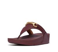 Fitflop Women's Lulu Chunky-Snaffle Leather Toe-Post Sandals, Deep Maroon, 39 EU