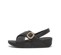 Fitflop Women's Lulu Crystal-Buckle Leather Back-Strap Sandals, Nero, 43 EU