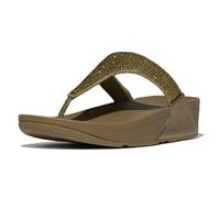 Fitflop Lulu Crystal Embellished Toe-Post Sandals, Sandali Donna, Metallic Camo Green, 43 EU