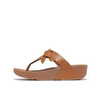 Fitflop Women's Lulu Folded-Knot Leather Toe-Post Sandals, Abbronzatura del deserto., 36 EU