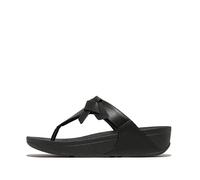 Fitflop Women's Lulu Folded-Knot Leather Toe-Post Sandals, Nero, 37 EU