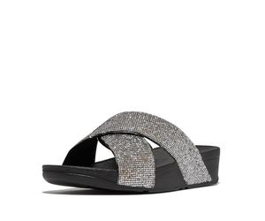 Fitflop Women's Lulu Glitterball Cross Slides Sandal, Argento, 38 EU
