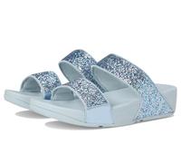 FitFlop Women's Lulu Multi-Tonal Glitter Slides Wedge Sandal, Quiet Blue, 5