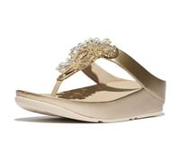 Fitflop Women's Rumba Starburst-Bead Metallic Toe-Post Sandals, platino, 41 EU
