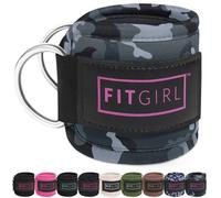 FITGIRL - Ankle Strap (Pair) for Cable Machines and Resistance Bands, Work Out Cuff Attachment for Home & Gym, Glute Workouts - Kickbacks, Leg Extensions, Hip Abductors, Women Only (Camo, Pair)