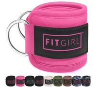 FITGIRL - Ankle Strap (Pair) for Cable Machines and Resistance Bands, Work Out Cuff Attachment for Home & Gym, Glute Workouts - Kickbacks, Leg Extensions, Hip Abductors, Women Only (Pink, Pair)
