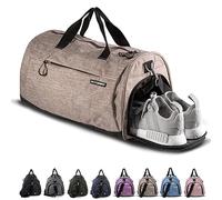 Fitgriff® Borsone Palestra Uomo & Donna V1 - Borsa Sportivo con Porta Scarpe e Tasca Umida da Viaggio, Sport, Fitness, Piscina - Duffel Bag (Sand, 48 x 26 x 25 cm (Small))
