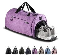 Fitgriff® Borsone Palestra Uomo & Donna V1 - Borsa Sportivo con Porta Scarpe e Tasca Umida da Viaggio, Sport, Fitness, Piscina - Duffel Bag (Purple, 48 x 26 x 25 cm (Small))