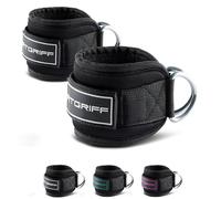 Fitgriff® Cavigliere Cavi Palestra V3 (2 Pezzi)- Attrezzi Fitness per Kick Back, Allenamento dei Glutei, Leg Curl, Gym - Ankle Straps (Black)
