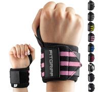 Fitgriff® Polsini Palestra - Polsiere Gym Uomo e Donna Professionali, per Fitness e Bodybuilding - Accessori Sollevamento Pesi (Black/Pink)