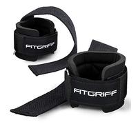 Fitgriff® Straps Palestra - per Weightlifting, Deadlift, Powerlifting, Gym, Professionali Cinghie Sollevamento Pesi con Polsino - Donna & Uomo (Black)