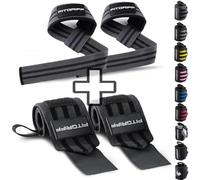 Fitgriff® Straps + Polsini per Palestra (1 Set) - Polsiere Gym e Fasce Sollevamento Pesi - Accessori Fitness (Grey)