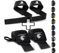 Fitgriff® Straps + Polsini per Palestra (1 Set) - Polsiere Gym e Fasce Sollevamento Pesi - Accessori Fitness (Black Original)