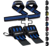 Fitgriff® Straps + Polsini per Palestra (1 Set) - Polsiere Gym e Fasce Sollevamento Pesi - Accessori Fitness (Black/Blue)