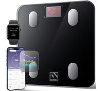 FITINDEX Bilancia Digitale Bilancia Pesapersone, Impedenziometrica Intelligente Bluetooth, 13 Funzioni, Analisi Composizione Corporea con App per Massa Grassa, BMI, Grasso Viscerale, Nero