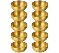 Fitlin 10 Pcs Gold Serving Bowls Set, 5.9 in / 15 cm Stainless Steel Mixing Bowls, Sanded Surface, Rolled Edge Design, Korean Style Salad Pasta Bowls for Kitchen, Restaurant, Daily Serving
