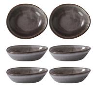 Fitlin 6 Pcs Sauce Dishes, Vintage Ceramic Dipping Cups, Small Bowls, Gray Glaze Handmade Design, Great for Sauces, Dips, Small Snacks, Dishwasher and Microwave Safe