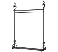 Fitlin Appendiabiti da Terra, Appendiabiti Salvaspazio con Portaoggetti a 2 Livelli, Stendibiancheria for Camera da Letto, Struttura Verniciata a Spray(Black,120x40x168 cm)