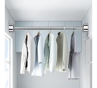 Fitlin Asta telescopica for armadio, regolabile, for lavanderia e bagno, appendiabiti estensibile, installazione senza trapano, 90-160 cm(Metallic,90-160CM/35.4-62.9IN)