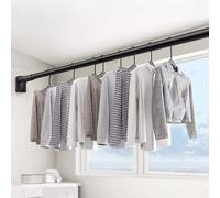 Fitlin Estensione regolabile for asta guardaroba, senza foratura, asta appendiabiti in acciaio inox, asta for tenda da doccia, adatta for 1,8-3,0 m(Black,2.5~3.7m (98.4~145.6in))