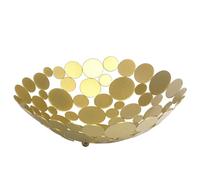 Fitlin Gold Fruit Basket, 11.4 in Round Metal Fruit Bowl, Openwork Design for Kitchen Counter and Dining Room Decor, Large Capacity Storage