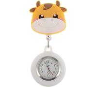 Fitlin Orologio da infermiera retrattile - Orologio indossato con clip su simpatico cartone animato for infermieri, accessori da tasca con risvolto da appendere for le donne(Cow)
