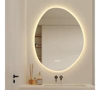 Fitlin Smart Touch - Specchio da bagno a LED, 122 cm, anti-appannamento, dimmerabile, design ovale con 3 impostazioni di colore, retroilluminato, moderno specchio da parete per illuminazione del bagno